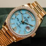 ROLEX Rolex Sunday Calendar Automatic Mechanical Movement Date Display Women's Watch Swiss Watch 36mm Blue Dial Gold Case Gold Strap - Image 5