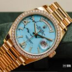 ROLEX Rolex Sunday Calendar Automatic Mechanical Movement Date Display Women's Watch Swiss Watch 36mm Blue Dial Gold Case Gold Strap - Image 6