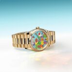 ROLEX Rolex Sunday Calendar Automatic Mechanical Movement 100m Waterproof Women's Watch Swiss Watch 36mm Blue Dial K Gold 18k Gold Case K Gold 18k Yellow Gold Strap - Image 3