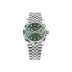 ROLEX Rolex Log Series Automatic Mechanical Movement 100m Waterproof Unisex Men's and Women's Same Style Swiss Watch 36mm Green Dial Oyster Steel 18ct White Gold Case