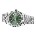 ROLEX Rolex Log Series Automatic Mechanical Movement 100m Waterproof Unisex Men's and Women's Same Style Swiss Watch 36mm Green Dial Oyster Steel 18ct White Gold Case - Image 3
