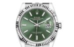 ROLEX Rolex Log Series Automatic Mechanical Movement 100m Waterproof Unisex Men's and Women's Same Style Swiss Watch 36mm Green Dial Oyster Steel 18ct White Gold Case - Image 8