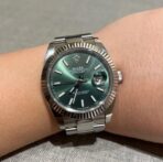 ROLEX Rolex Log Series Automatic Mechanical Movement Waterproof Day Luminous Men's Watch Swiss Watch 41mm Green Dial Oyster Steel 18K White Gold Case Oyster Steel Strap - Image 8