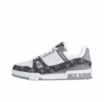 LOUIS VUITTON Trainer Calfskin Round Toe Laces Low-top Sneakers Women's Gray