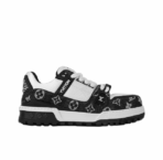 LOUIS VUITTON Trainer Maxi Little Fatty Embossed Print Wear-resistant Low-top Sneakers Men's and Women's Same Style Black and White - Image 3