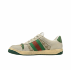 GUCCI Screener Dirty Shoes Leather GG Enamel Old Style Lacing Low-top Fashion Board Shoes Men's Green - Image 2