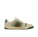 GUCCI Screener Dirty Shoes Leather GG Enamel Old Style Lacing Low-top Fashion Board Shoes Men's Green