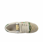 GUCCI Screener Dirty Shoes Leather GG Enamel Old Style Lacing Low-top Fashion Board Shoes Men's Green - Image 5