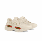 GUCCI Gucci Rhyton Vintage Logo Shock-absorbing Anti-slip Wear-resistant Low-top Dad Shoes Women's Ivory White