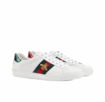 GUCCI Gucci ACE Cowhide Fashion Sneakers Men's White Green - Image 3