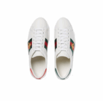 GUCCI Gucci ACE Cowhide Fashion Sneakers Men's White Green - Image 4