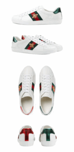 GUCCI Gucci ACE Cowhide Fashion Sneakers Men's White Green - Image 9